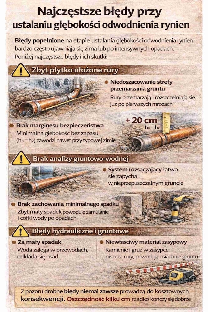 błędy planowania głębokości odwodnienia 