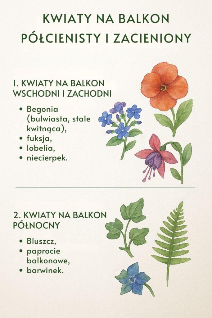 Kwiaty polecane na balkon półcienisty i zacieniony 