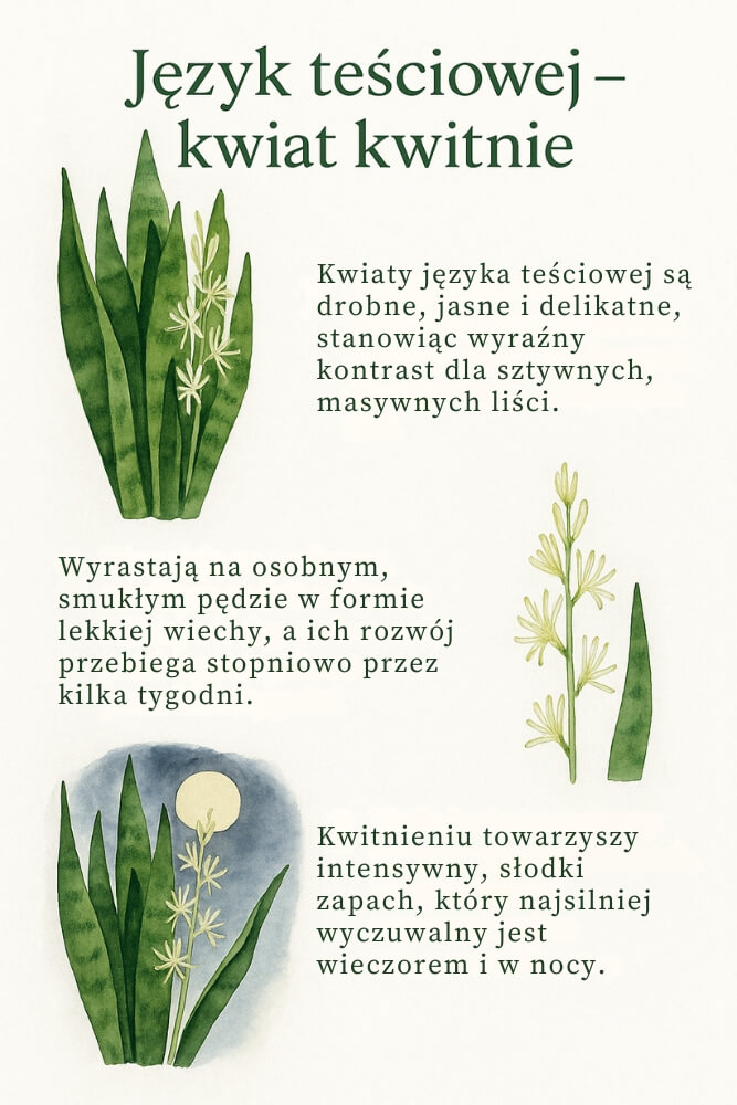 język teściowej - kwiat kwitnie a wygląd, wzrost i zapach